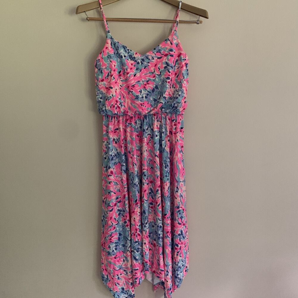 EC Lilly Pulitzer Dominica Beach Strappy Sun Pink Dress Small Vacation Jersey